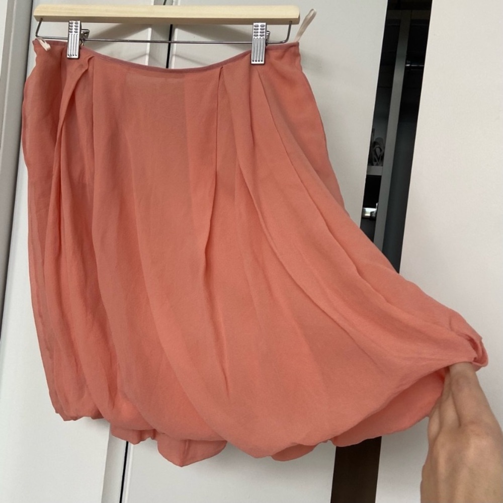 🍒Nina Ricci Silk Skirt - Peach - Bubble Skirt Made in France - Size FR40 - Picture 6 of 16